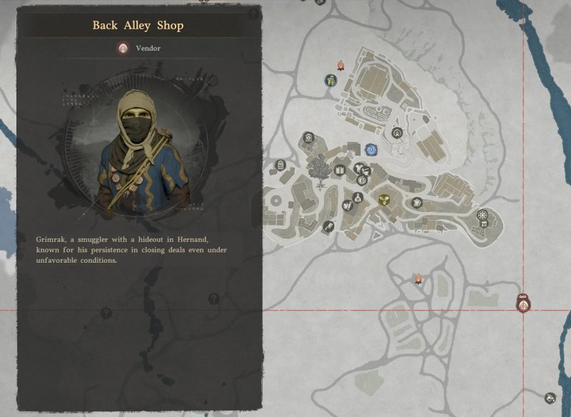 La posizione del contrabbandiere Grimrak nella mappa