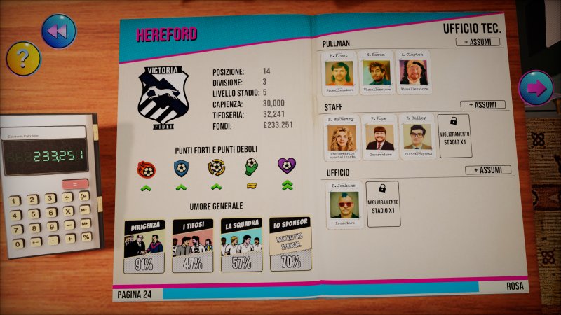 Grazie all'almanacco potrete gestire staff e rosa della squadra