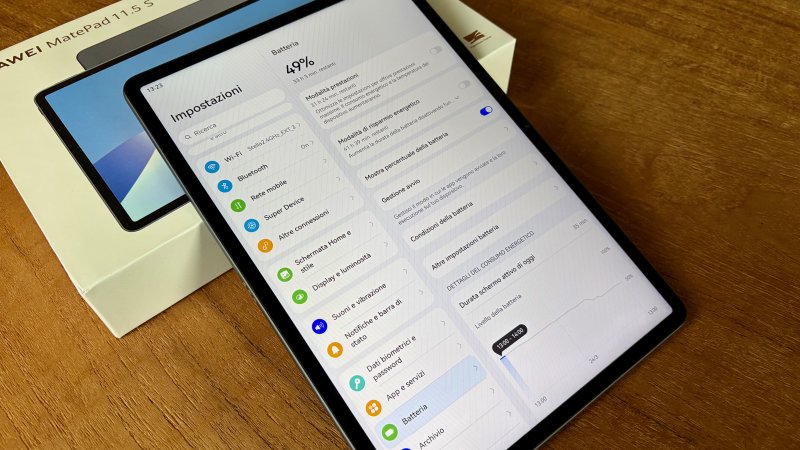 La batteria di Huawei MatePad 11.5 S è meno capiente di quella del precedente modello