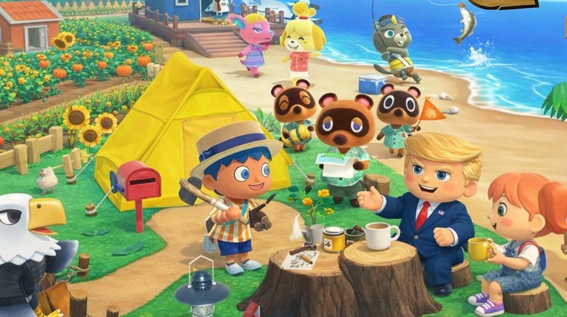 Trump in un'immagine parodia di Animal Crossing