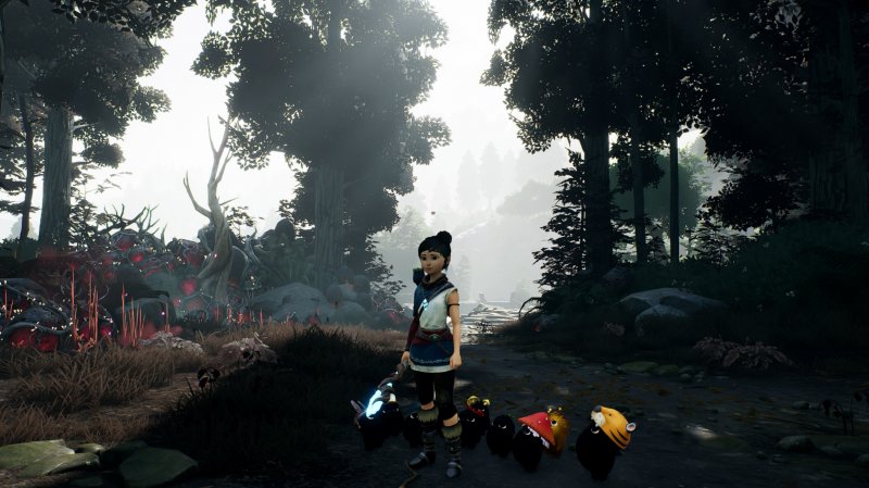 La giovane Kena, circondata dai Rot che è riuscita a scovare nelle ambientazioni