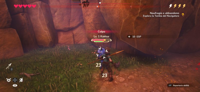 Una sequenza di combattimento in Oceanhorn 3: Legend of the Shadow Sea