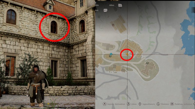 La posizione dello scrigno nel Maniero della Collina