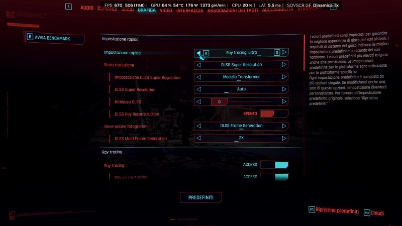 ...all'assenza di Frame Generation quando si aprono i menu
