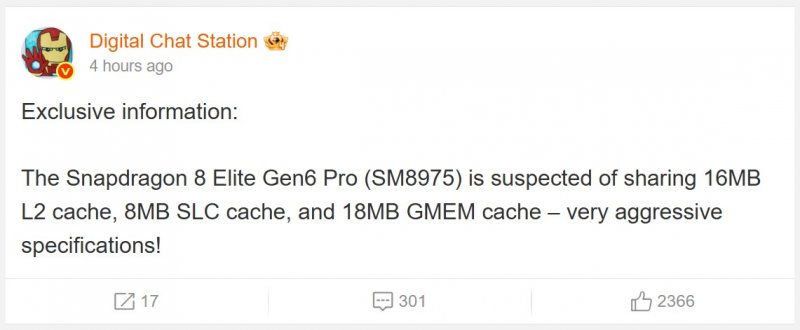 Snapdragon 8 Elite Gen 6 Pro Memory Specifications Shared By Tipster