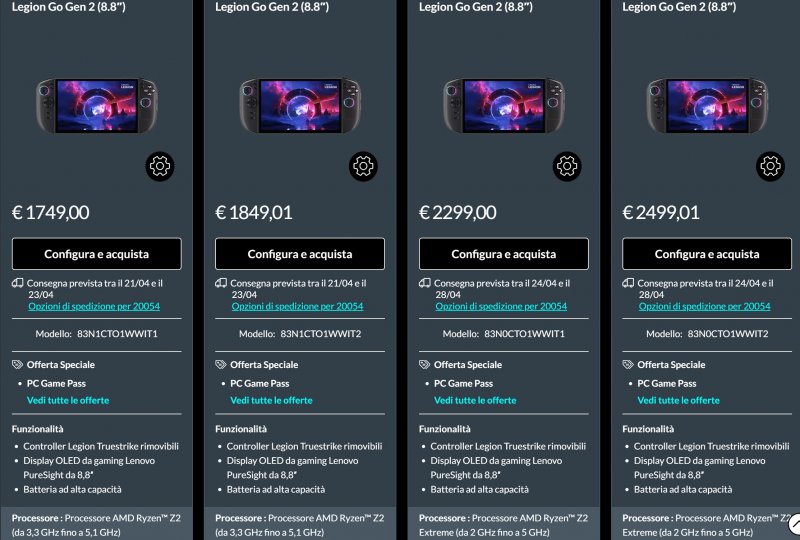 I prezzi attuali di Lenovo Legion GO 2