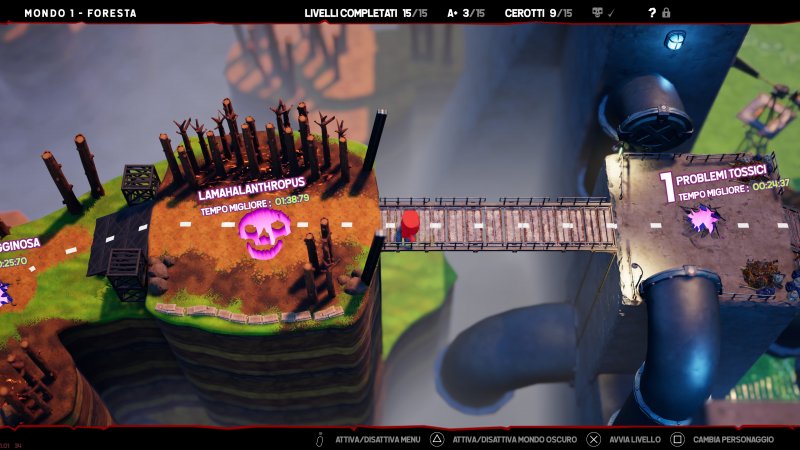 La mappa del mondo ci permette di passare da un livello all'altro