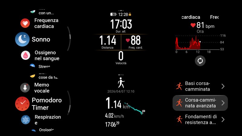Alcune schermate dell'Amazfit Active 3