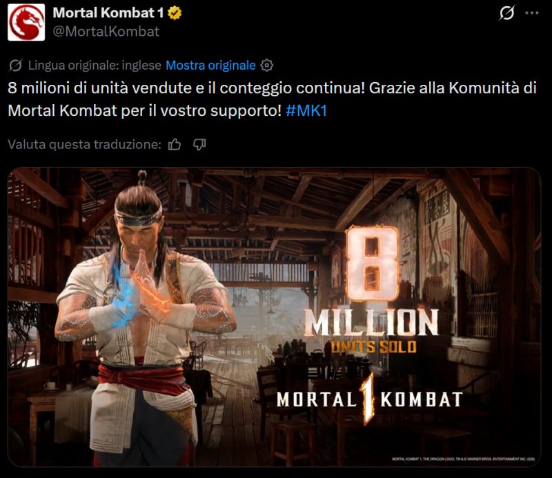 Il post su X con i dati di vendita