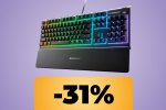 La tastiera da gaming SteelSeries Apex 3 con illuminazione RGB, poggiapolsi magnetico e layout italiano è in sconto su Amazon - Notizia
