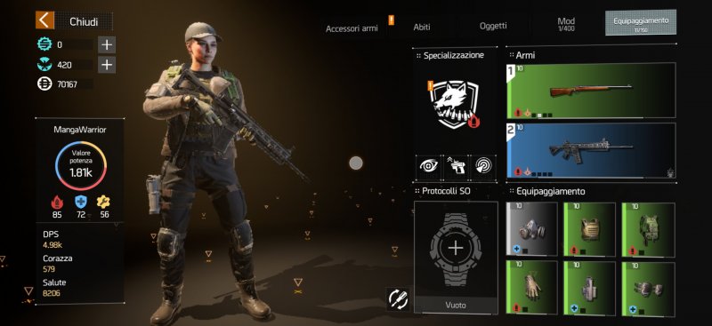 Il nostro personaggio in The Division Resurgence