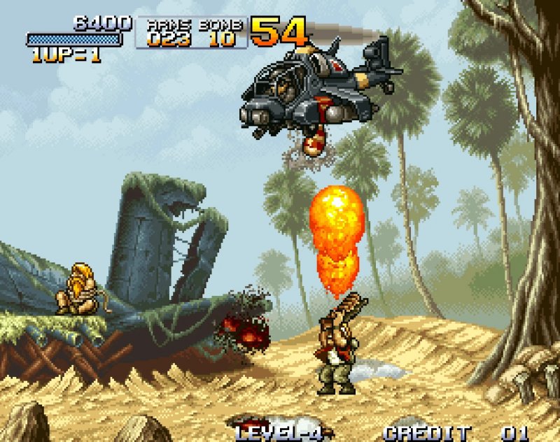 Abbattere un elicottero da guerra con un lanciafiamme in Metal Slug era fattibile