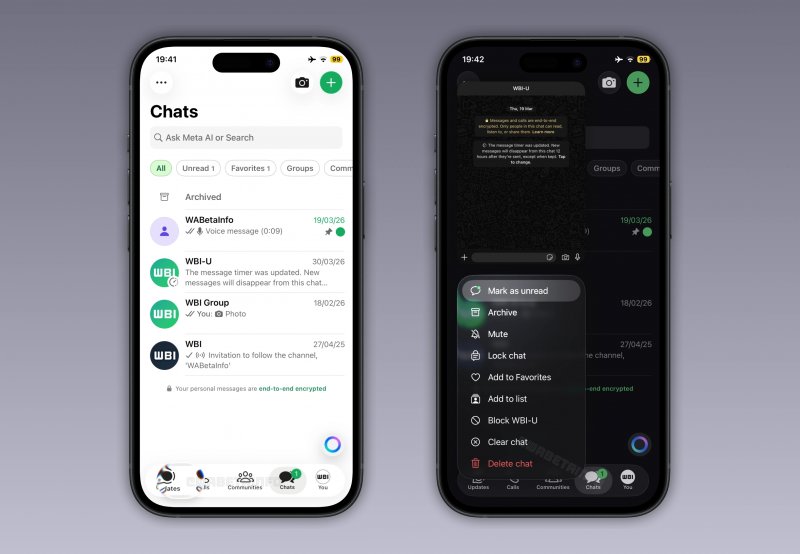 Liquid Glass su WhatsApp