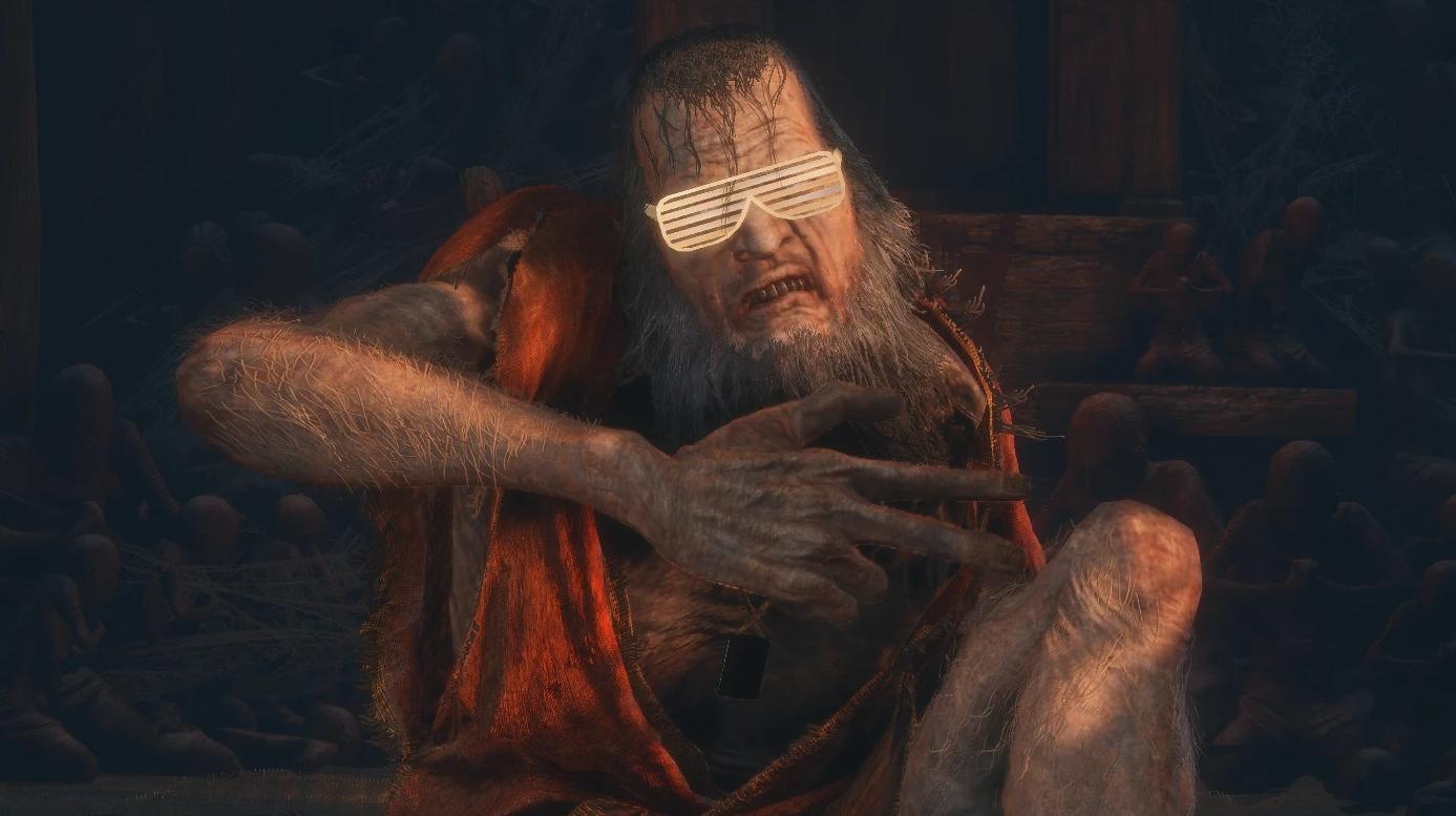 Il fabbro di Sekiro con degli occhiali strani