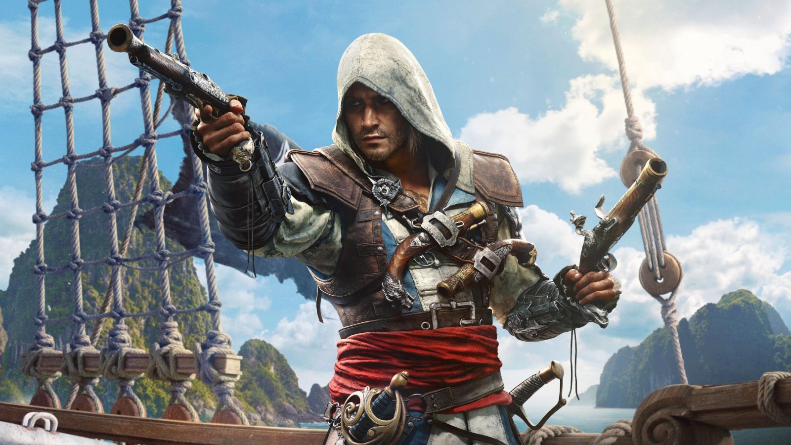 Uno scatto di Assassin's Creed Black Flag Resynced con il protagonista Edward Kenway