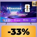 La smart TV Hisense da 55', QLED 4K, refresh rate da 144Hz e game mode Pro è in sconto su Amazon praticamente al suo minimo storico