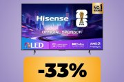 La smart TV Hisense da 55", QLED 4K, refresh rate da 144Hz e game mode Pro è in sconto su Amazon praticamente al suo minimo storico