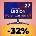 Il monitor Lenovo Legion R27qe di seconda generazione è in offerta su Amazon praticamente al suo minimo storico