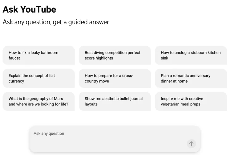 Ask YouTube e i suggerimenti (Fonte: Jay Peters / The Verge)