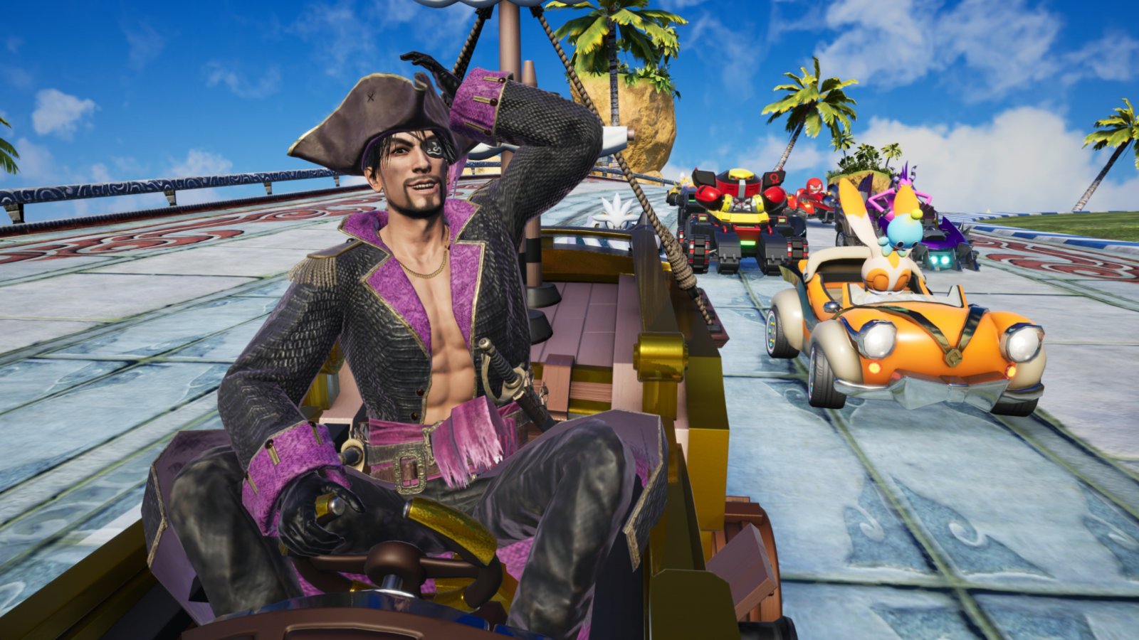SEGA annuncia che con Goro Majima, Sonic Racing: CrossWorlds avrà un weekend di prova su Steam