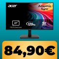 Il monitor Acer da 27' con display FullHD, refresh rate da 120Hz e tempo di risposta di 1ms è in promo al minimo storico
