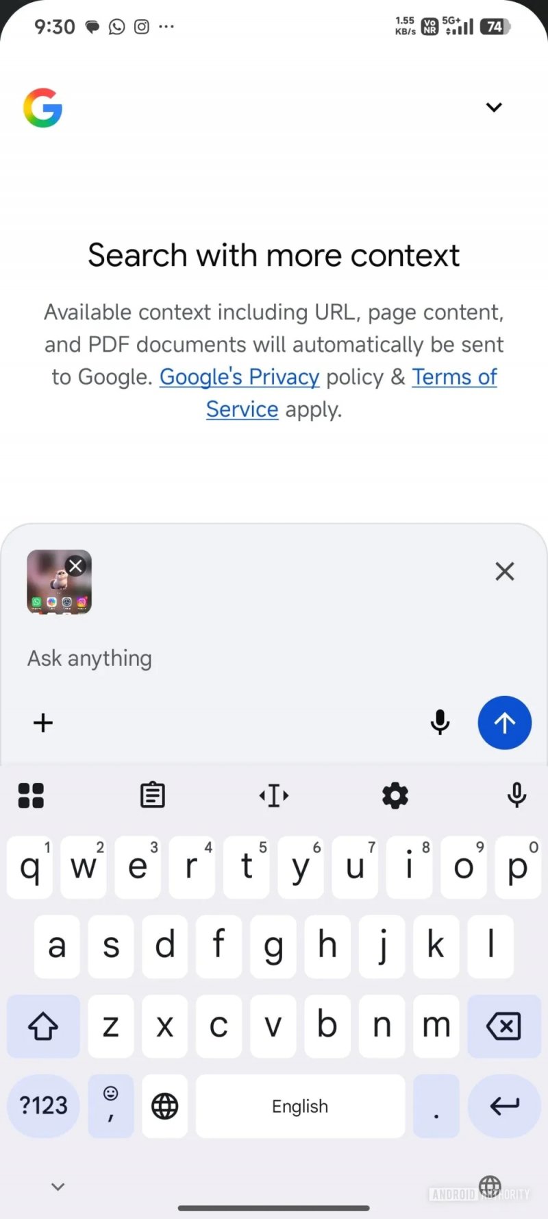 Una schermata della nuova interfaccia condivisa da Android Authority