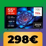 La Smart TV TCL 4K UHD da 55" è al minimo storico su Amazon e costa meno di 300 €