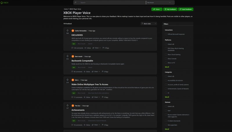 Uno scatto di Xbox Player Voice