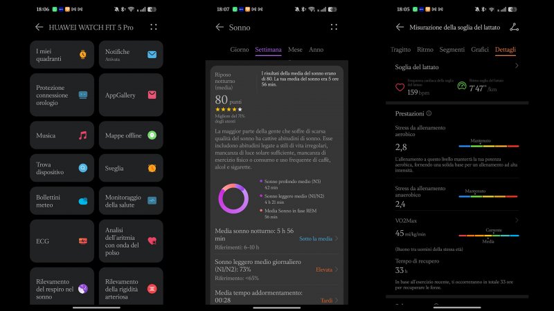 Huawei Health è un'applicazione matura, che si distingue per il livello di dettagli delle analisi