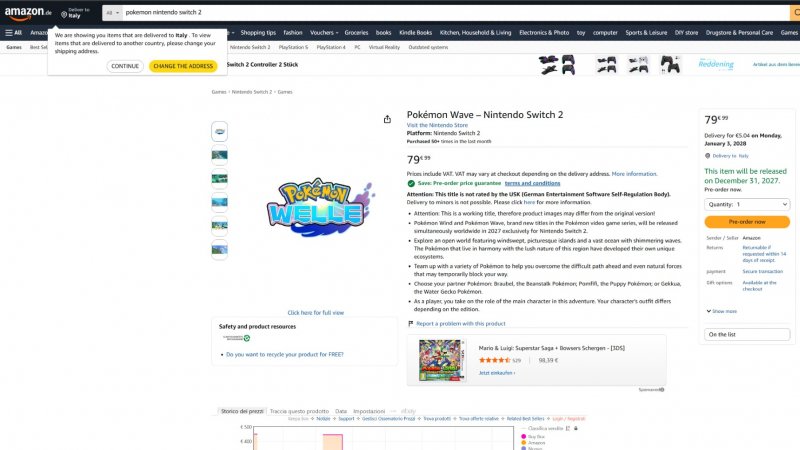 Pokemon Vento Onda Prezzo Amazon Germania