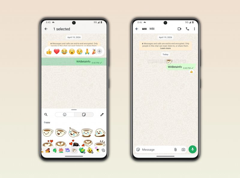 Le reazioni con gli sticker su WhatsApp (fonte: wabetainfo)