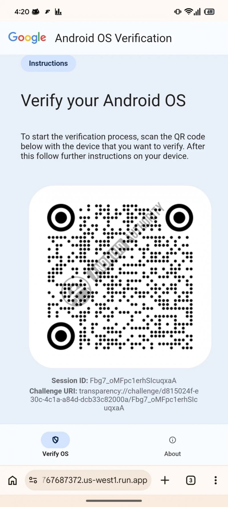 Il codice deve essere scansionato dal dispositivo che volete verificare