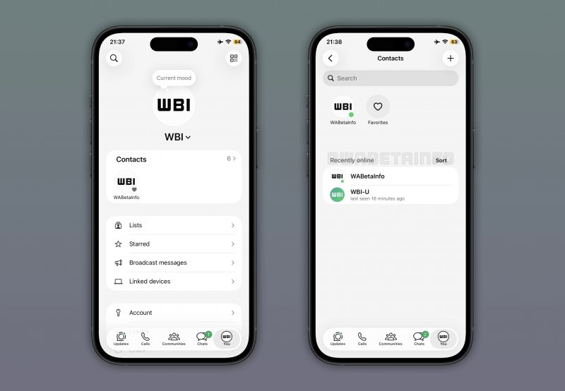 La nuova sezione contatti online di WhatsApp (fonte: wabetainfo)