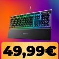 La tastiera SteelSeries Apex 3 RGB con poggiapolsi magnetico costa meno di 50 € su Amazon