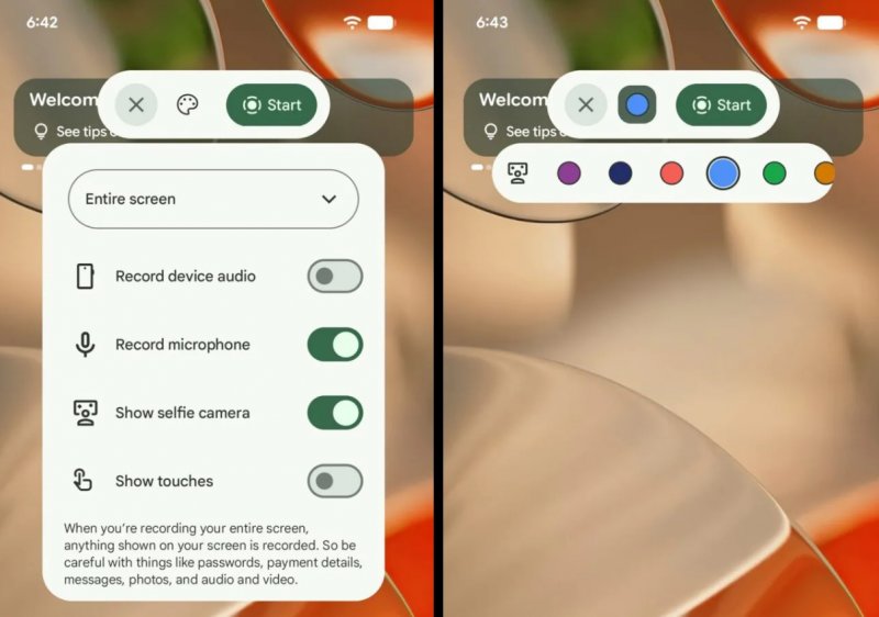La funzione 'Screen Reactions' (Fonte: Android Authority)