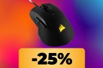 Il mouse Corsair, con sensore ottico da 18.000 DPI e retroilluminazione RGB, è in offerta su Amazon