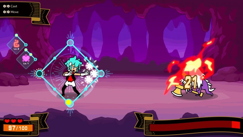 La modalità Beatspell è una gradita aggiunta al pacchetto grazie a un profumo che rimanda ai JRPG a turni, anche se qui i turni sono ritmati