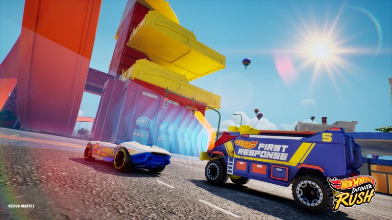 Una sequenza di gara in Hot Wheels Infinite Rush