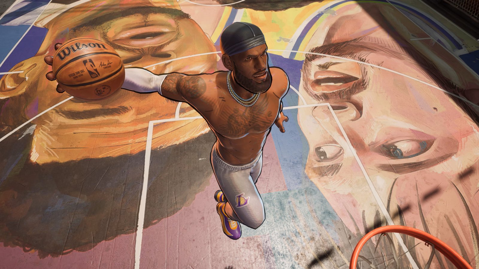 Uno screenshot di NBA The Run che ritrae LeBron James in procinto di schiacciare