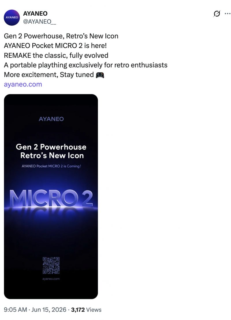 Il post con cui Ayaneo ha anticipato il Pocket Micro 2