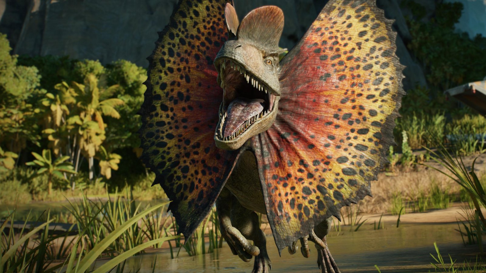 Il dilosauro di Jurassic World Evolution 3