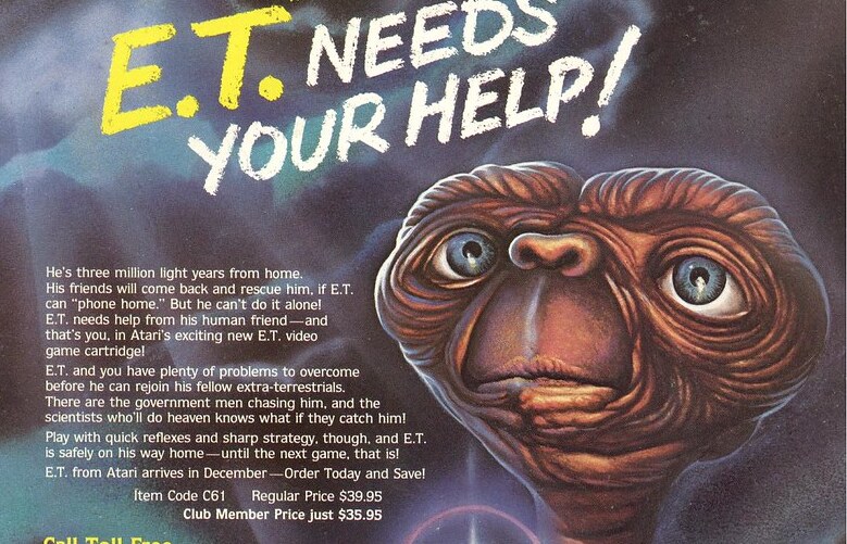 Una pubblicità dell'epoca sulla nuova uscita dedicata a E.T.