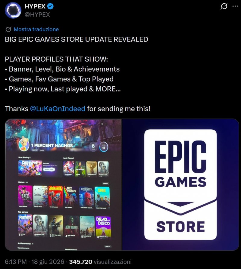 Le novità in arrivo con l'aggiornamento di Epic Games Store