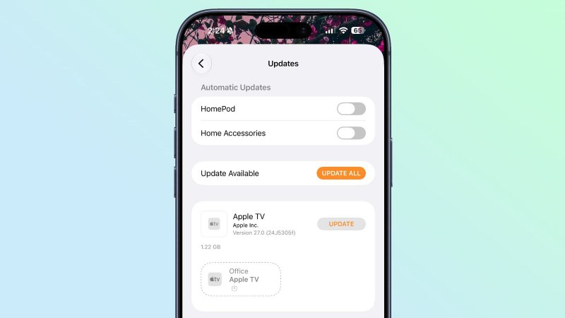 L'opzione per aggiornare Apple TV da remoto