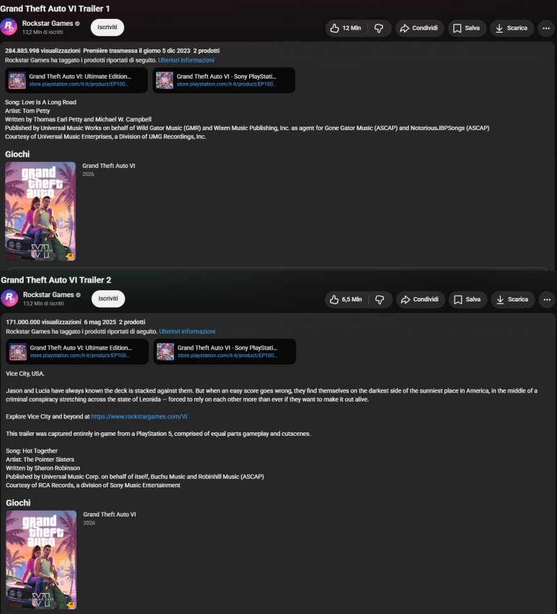 Le descrizioni dei trailer di GTA 6