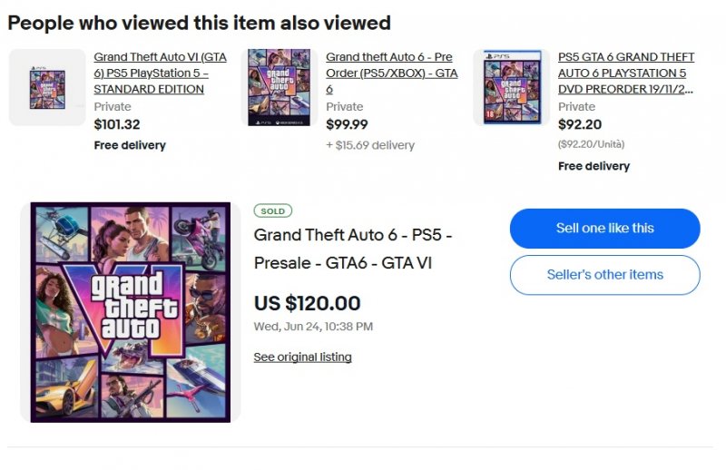 Le inserzioni di GTA 6 su eBay