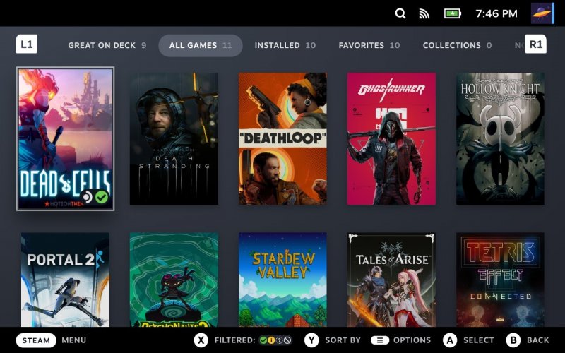 SteamOS permette di sfogliare la vostra libreria di giochi molto facilmente, come su una console