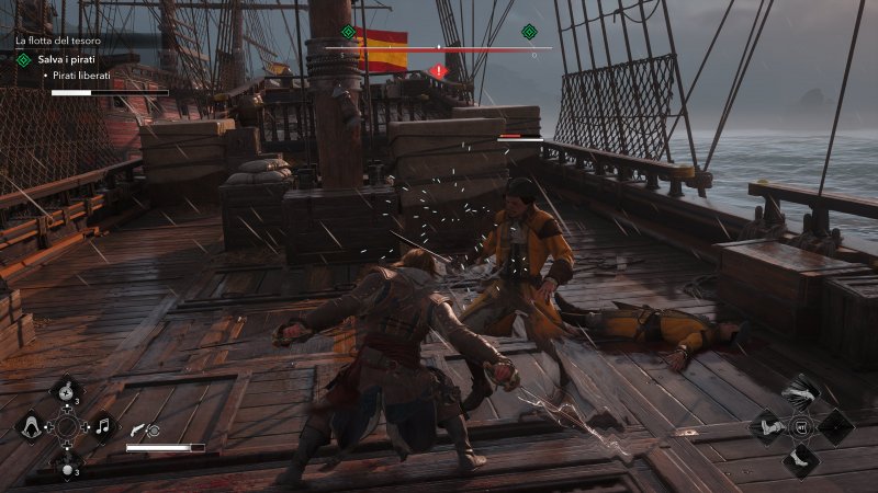 Una sequenza di combattimento durante un abbordaggio in Assassin's Creed: Black Flag Resynced