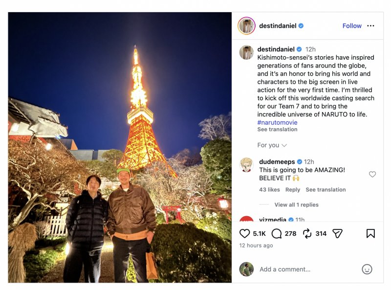 Il messaggio del regista sull'avvio della produzione del film di Naruto