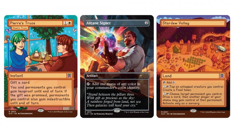Tre carte Magic dal Secret Lair di Stardew Valley